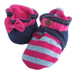 Infant Gray and Pink Striped Baby Booties