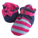 Infant Gray and Pink Striped Baby Booties
