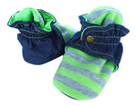 Infant Gray and Green Striped Baby Booties