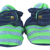 Infant Gray and Green Striped Baby Booties