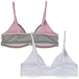 2-Pack Lightly Lined Front-Closure Wirefree Cotton Bra (Grey/White)