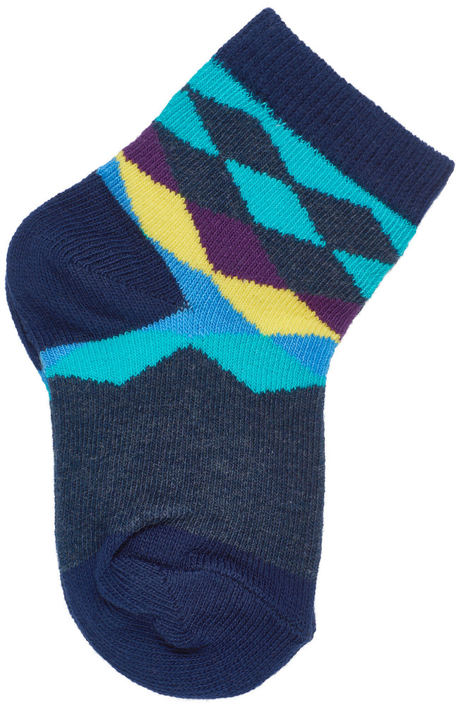 3-Pack Classic Panel Multi Diamonds Crew Socks (Medium Grey Heather/Denim Heather/Black)