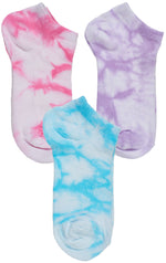 6-Pack Girls Sport Low Cut Socks, Pastel Tie-Dye