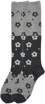 2-Pack Colorblock Floral Knee-Hi Socks, Oxford Heather