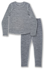 Trimfit Boys Space Dye Long-Sleeve w/Thumbholes Thermal Long Underwear Set, Grey