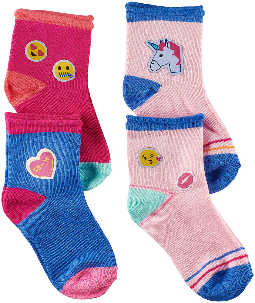 Toddler Girls Emojis 3D Patches Socks (Pack of 4)