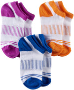 Girls Sport Low Cut Socks, Purple/Navy/Orange (Pack of 6)