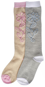 2-Pack Trimfit Diagonal Bow Detail on Colorblock Knee-Hi Socks