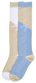 2-Pack Trimfit Diagonal Bow Detail on Colorblock Knee-Hi Socks