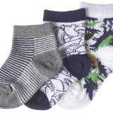 3-Pack Shark, Dinosaur, Stripe Toddler Boys Socks