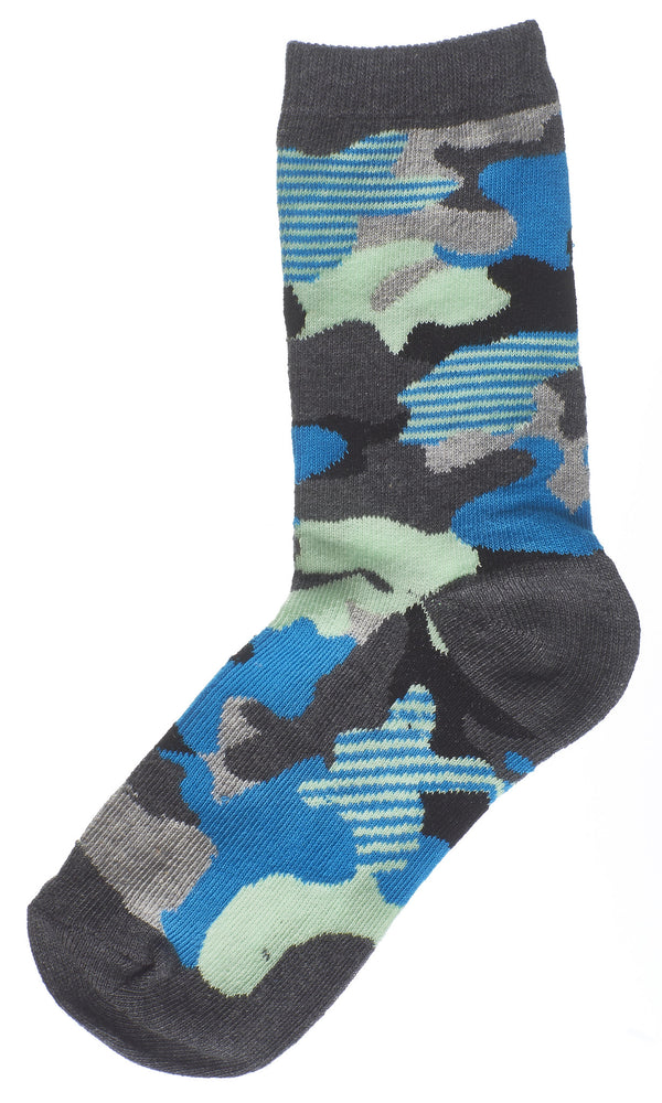 4-Pack Urban Camouflage & Stripes Boys Crew Socks