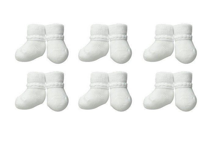 6-Pack Cotton Infant Bootie (White)