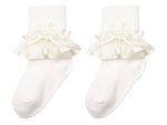 2-Pack Sheer Ribbon & Bow Turncuff Socks (Ivory)