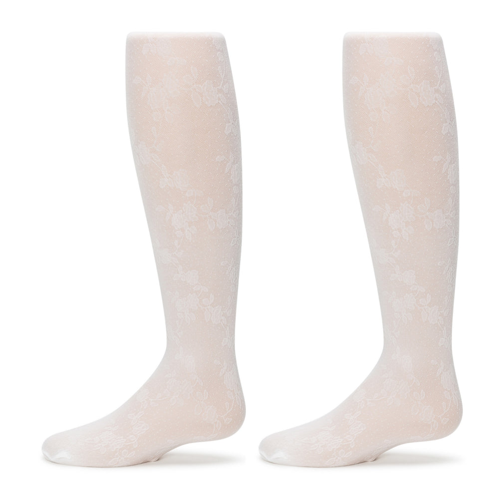 4-Pack Floral Vine Tights (White)