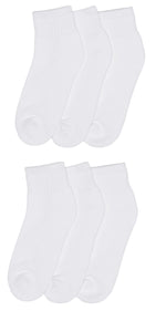 6-Pack 3x1 Rib Quarter with Comfortoe Technology & Half-Cushion Socks (White)
