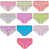 Trimfit Girls 100% Cotton Colorful Hipster Panties (Pack of 10), Assorted 4