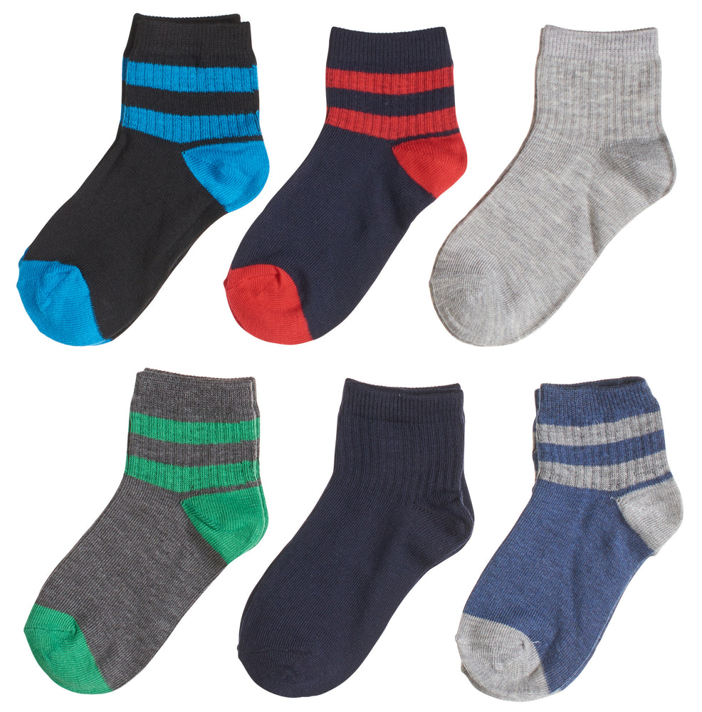6-Pack Half Crew Stripes Boys Printed Socks