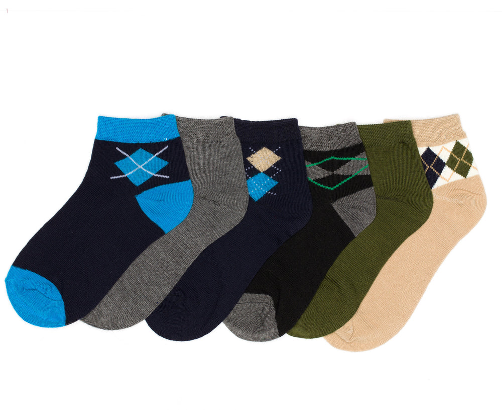 12-Pack Quarter Crew Argyle Boys Socks