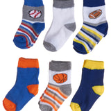 6-Pack Sports Themed Heel Toe Infant Boys Socks