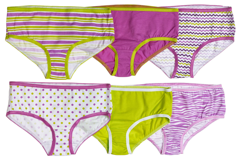 6-Pack Girls Zebra, Zig Zag, Polka Dots Hipsters