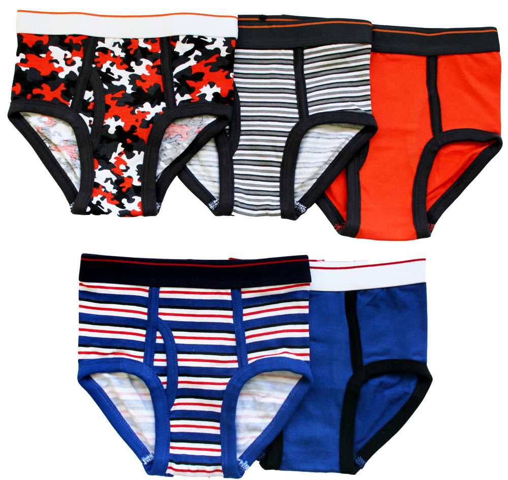 5-Pack Cotton/Spandex Boys Tagless Colorful Briefs