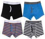4-Pack Boys Cotton Boxer Briefs Underwear (Blue/Orange/Grey/Black)