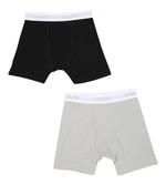 2-Pack 100% Combed Cotton Boxer Briefs (Grey/Black)
