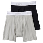2-Pack 100% Combed Cotton Boxer Briefs (Grey/Black)