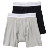 2-Pack 100% Combed Cotton Boxer Briefs (Grey/Black)