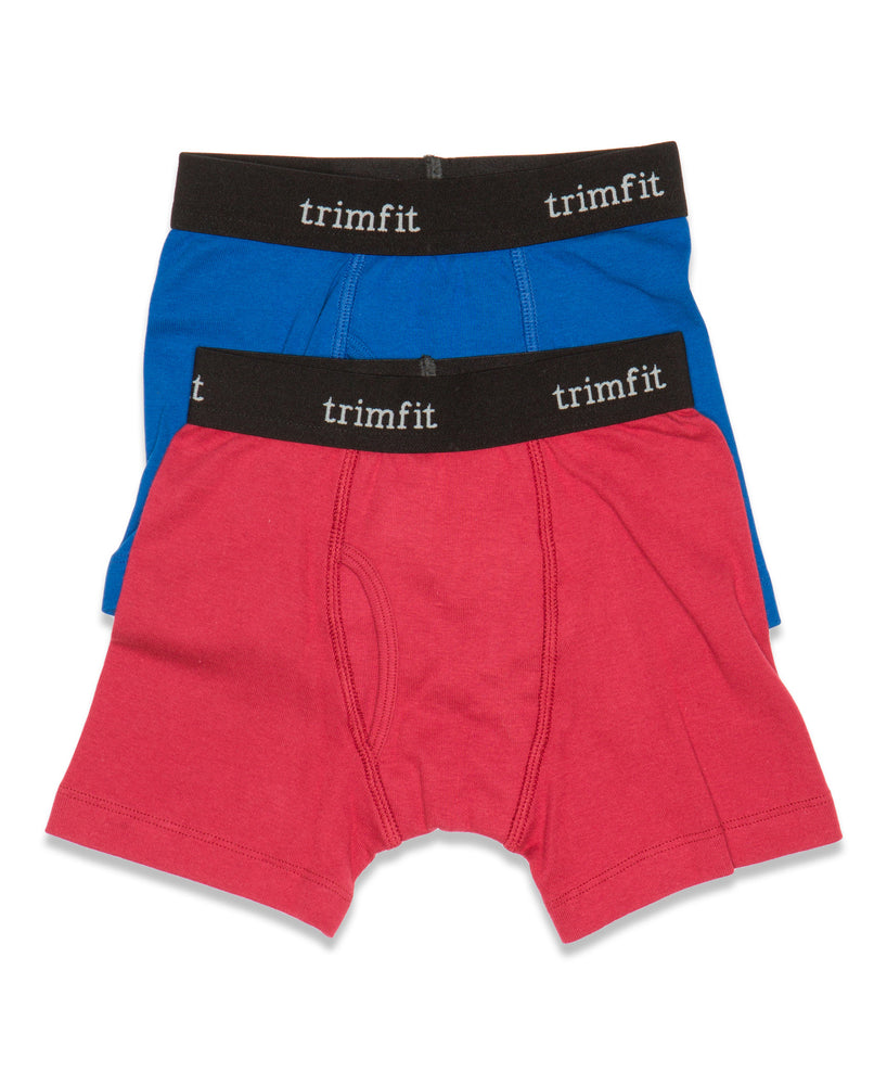 2-Pack 100% Combed Cotton Boxer Briefs (Blue/Red)