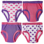 4-Pack Little Girls  Waffle Cotton Bows & Hearts Training Pants
