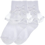 2-Pack Sheer Ribbon & Bow Turncuff Socks (White)