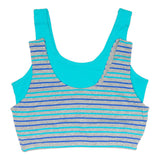 Girls 2-Pack Crop Bra with Built Up Straps (Aqua/Grey Mix Stripes)