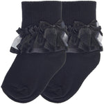 2-Pack Sheer Ribbon & Bow Turncuff Socks (Black)