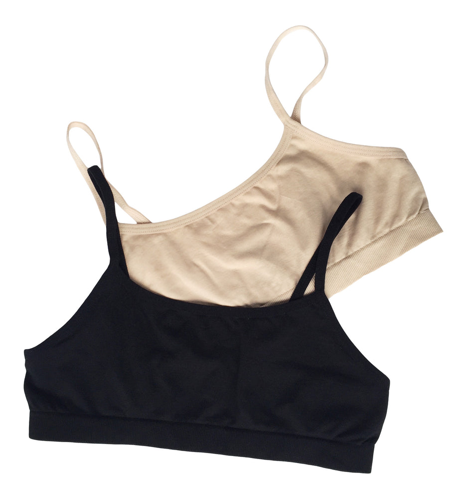 Girls 2-Pack Seamless Performance Crop Bra (Nude/Black)