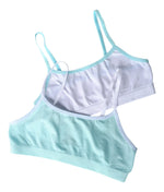 Girls 2-Pack Seamless Performance Crop Bra (White/Blue)