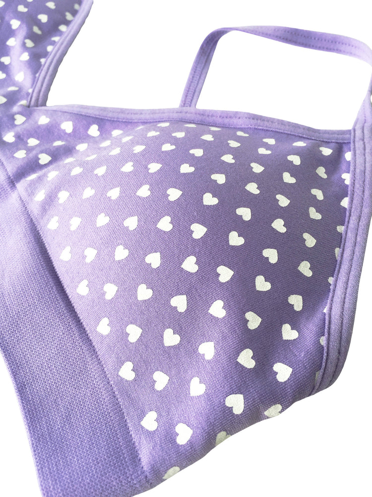 Girls Seamless Bralette Purple / White Hearts