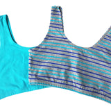 Girls 2-Pack Crop Bra with Built Up Straps (Aqua/Grey Mix Stripes)