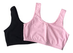 Girls 2-Pack Crop Bra with Built Up Straps (Pink/Black)