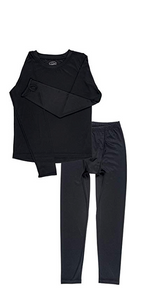Trimfit Boys Space Dye Long-Sleeve w/Thumbholes Thermal Long Underwear Set, Black