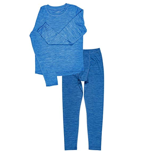 Trimfit Boys Space Dye Long-Sleeve w/Thumbholes Long Underwear Thermal Set, Blue